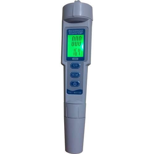 Combined pH, EC and temperature meter for water