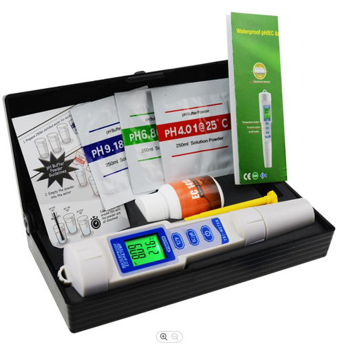 pH-mittari ja EC-mittari ja kalibrointi paketti