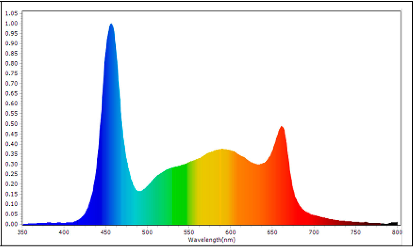 Daylight kasvilampun spectri
